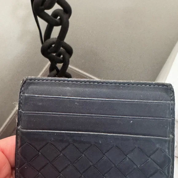 Bottega Veneta Intrecciato Credit Card Case in navy